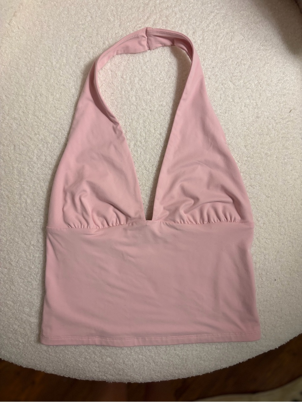 Pink Halter Plunge Crop Top